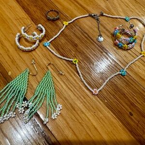 Flower Earrings and ring